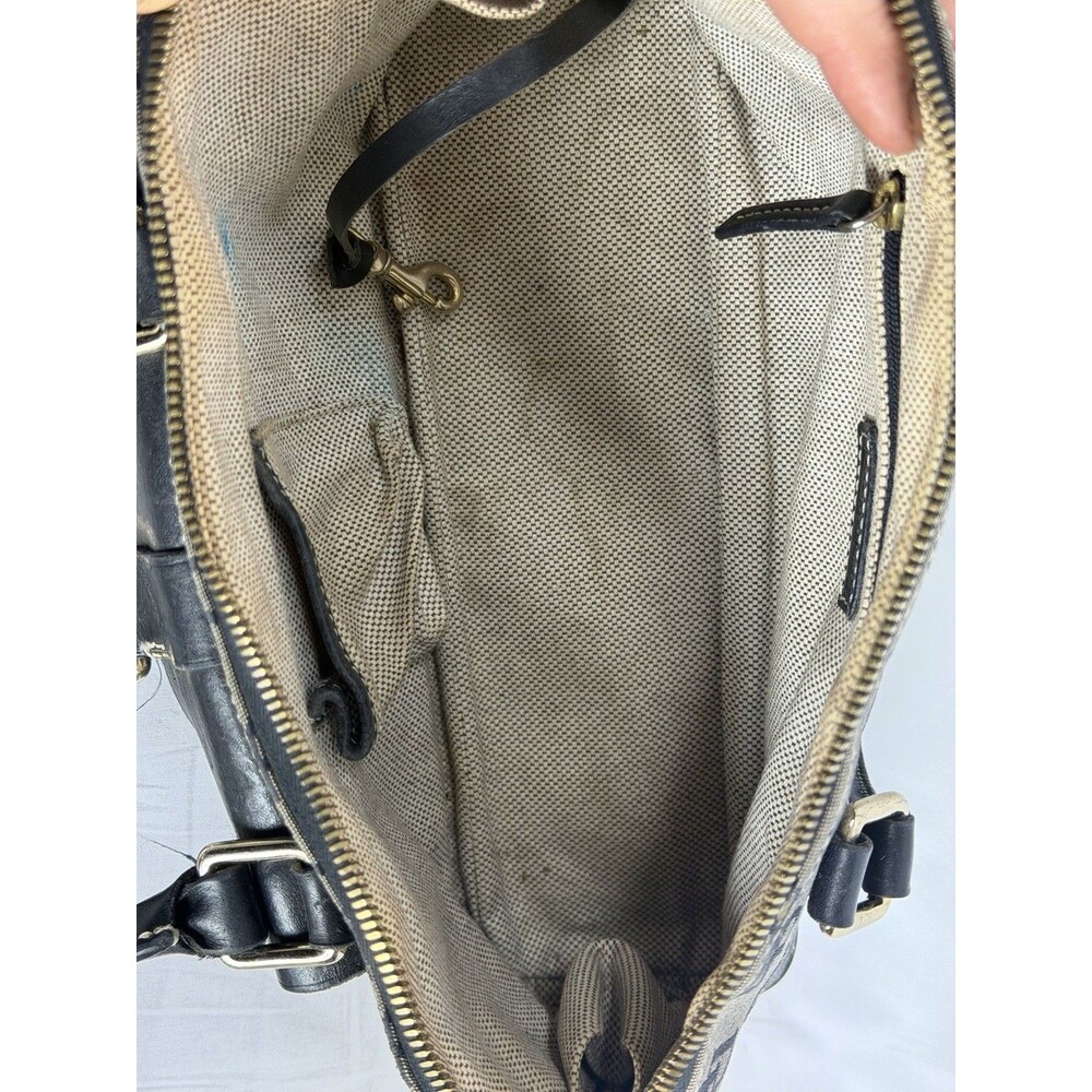 Vintage Dooney & Bourke Mini Bag Black & Gray Monogram DB Black Leather - Picture 15 of 16